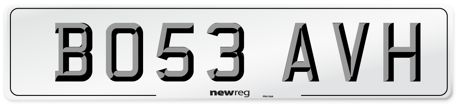 BO53 AVH Number Plate from New Reg